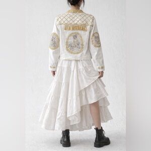 Baroque style White Jacket with Gold Embroidery